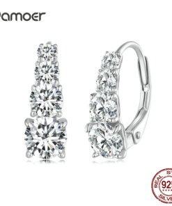 Bamoer Arranged Multiple Size Moissanite Hoop Earrings Chic Solid 925 Sterling Silver Ear Buckles for Women Fine Jewelry Gift