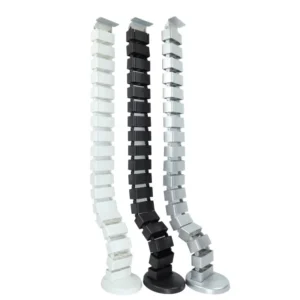 wire spine snake shaped under desk cable sleeve management conduit black white silver 80cm 120cm 150cm