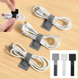 reusable velcro cable ties self adhesive cord organizer desk white black grey 10 to 200 pack