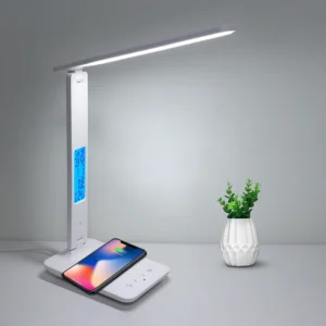 LAOPAO TX26C 10W wireless charging LED desk lamp LCD display calendar temperature alarm clock 3 color temperatures touch dimming black white