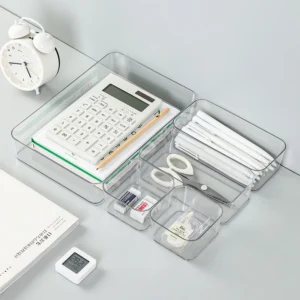 Alternative view of TAANY Clear Drawer Organizer Set — Modular Transparent PET Storage Boxes for Desk, Makeup, Jewelry & Kitchen, 4 Sizes